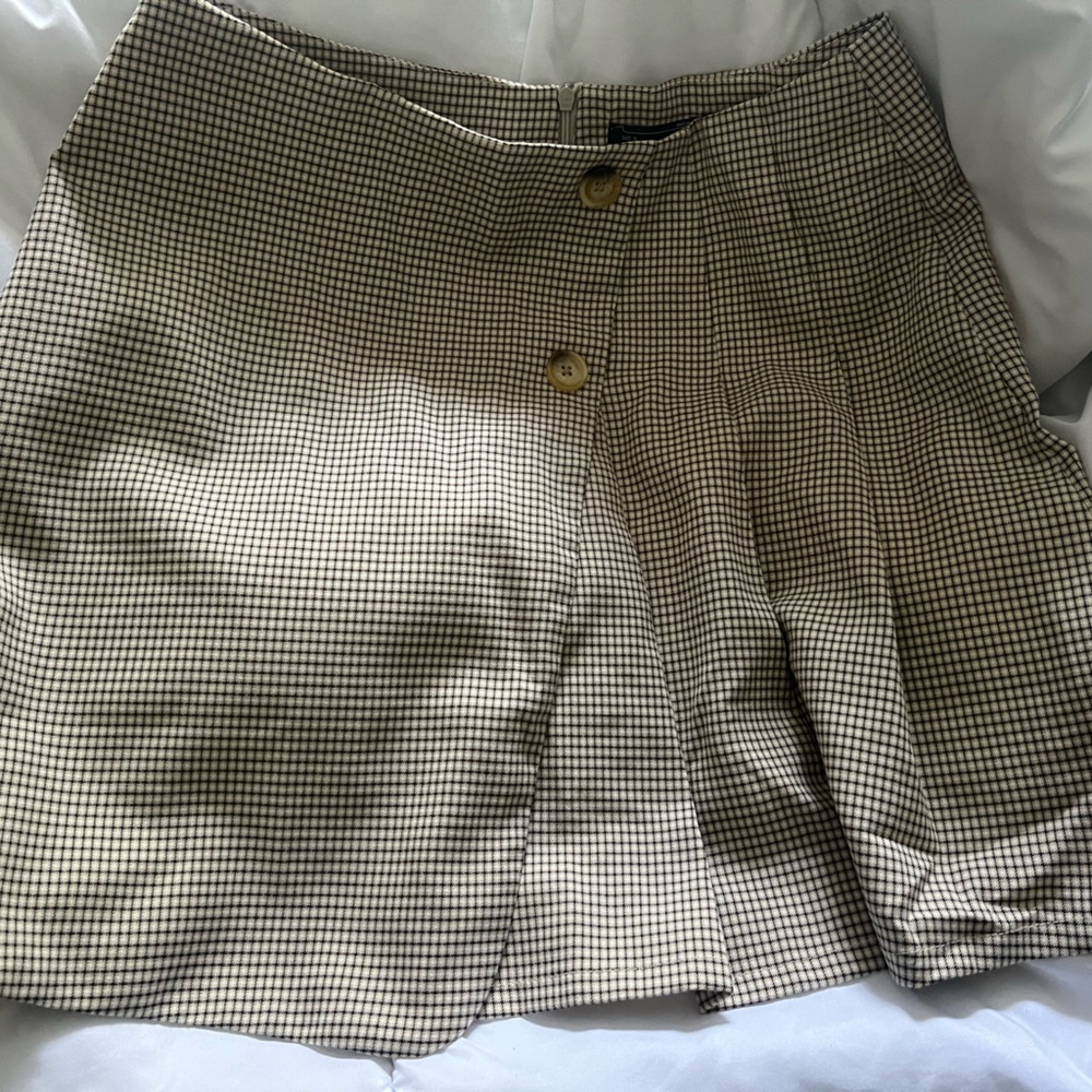 Checkered Skirt with Button Detail